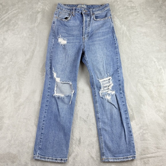 wild fable Denim - Wild Fable Jeans  8 Blue Denim Stretch High Rise Straight Distressed Stretch